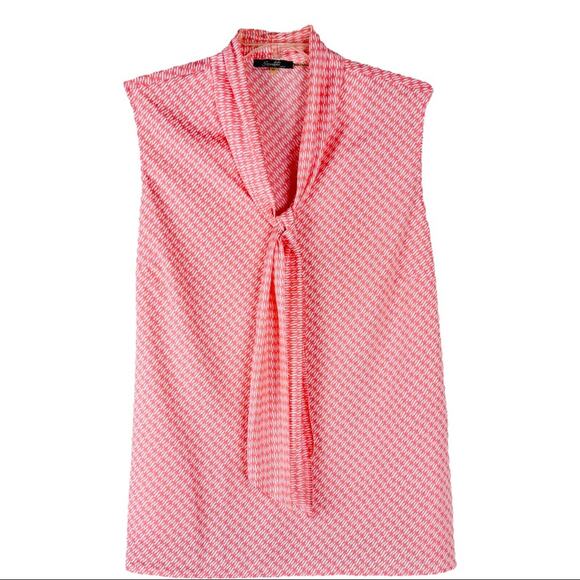 Vintage Milano peach pink white chiffon neck tie lightweight office mod top 3X - Picture 1 of 7